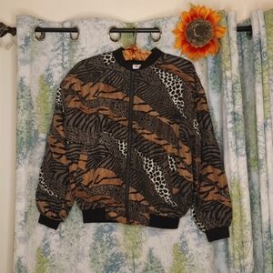 SILK animal print vintage 80's bomber jacket (jacket seen in TV commercial )